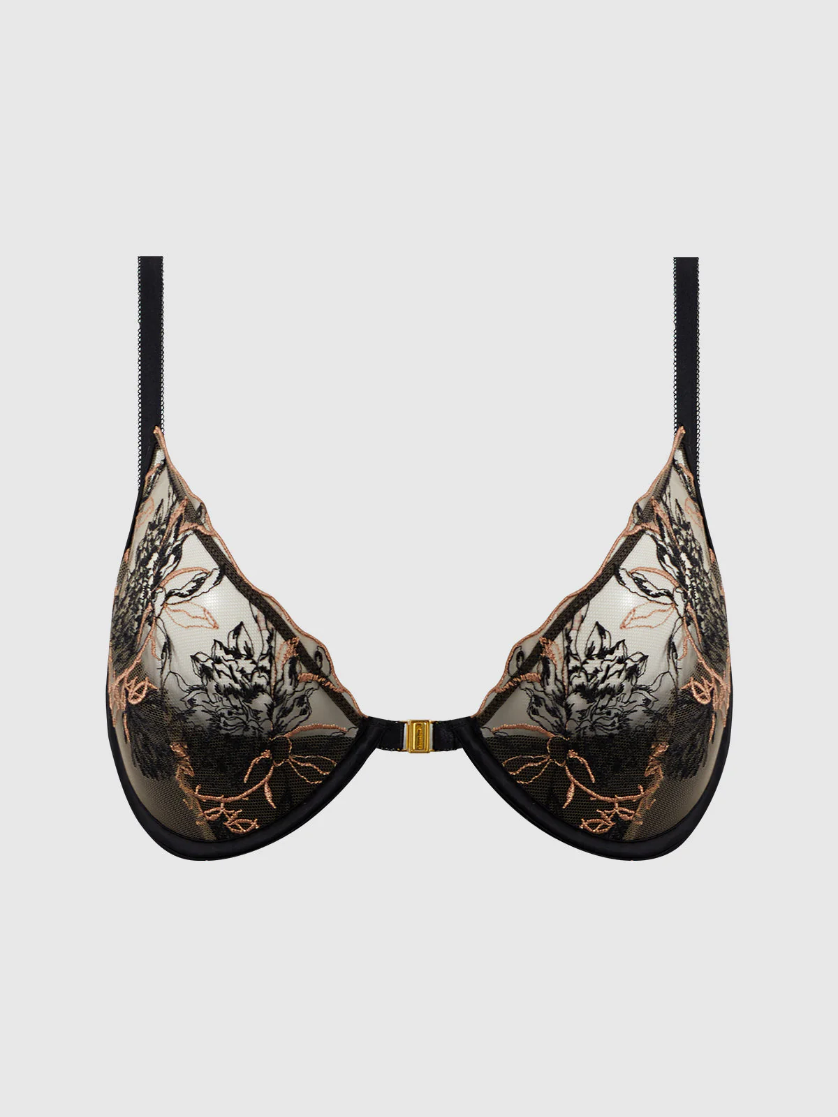 Delfina Embroidered Push Up Bra Half Cup With Front Clasp - Image 11