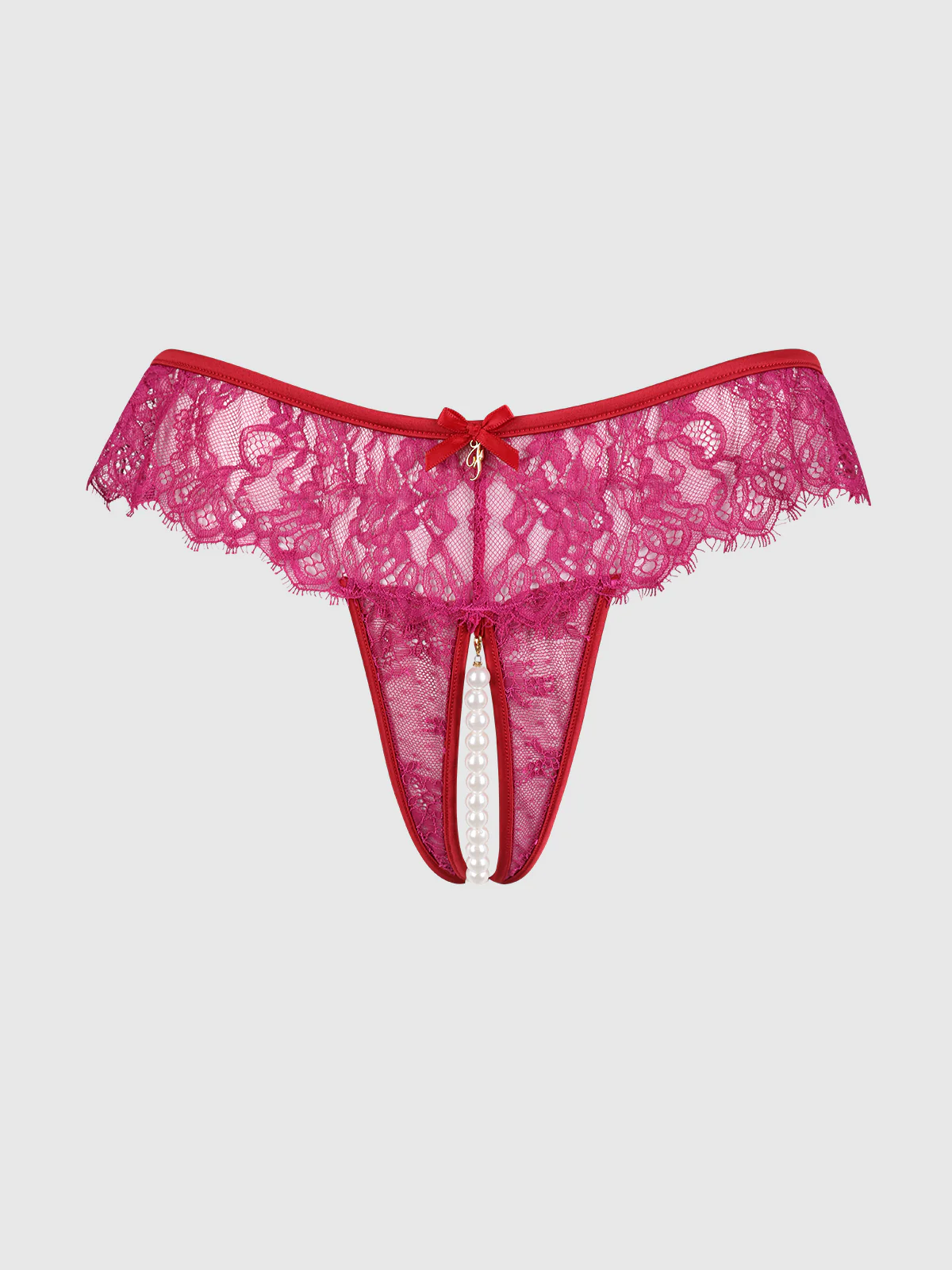 Rosalind Lace & Pearl Crotchless Thong - Image 4